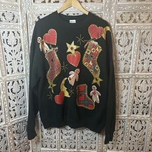 Vintage 80/90's Women's Sweatshirt Christmas Holiday Winter Gingerbread Granny